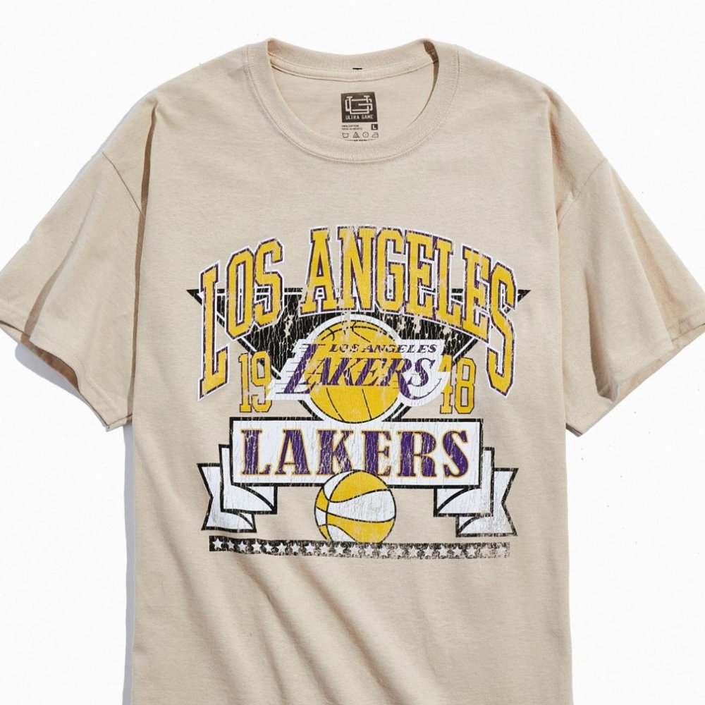ULTRA GAME Los Angeles Lakers Vintage Collegiate Text Tee